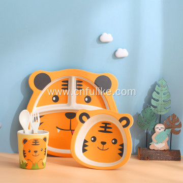 5 Piece Tiger Bamboo Meal Tableware Set